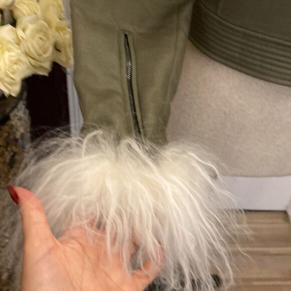 BCBG Maxazria Runway Olive  real fur Jacket, XXS - Picture 10 of 16